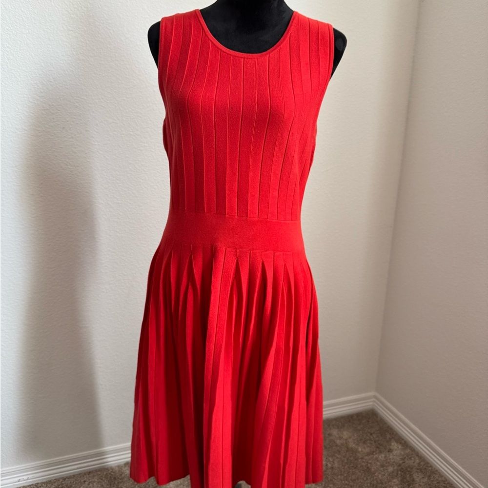 Saks Fifth Avenue Vibrant Red-Orange Midi Dress